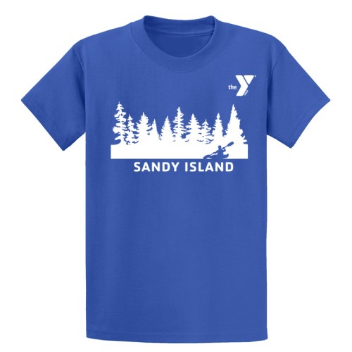 Adult Tee Shirt - Forest Kayak Design - Sandy Island